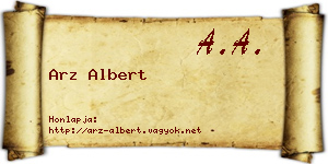 Arz Albert névjegykártya